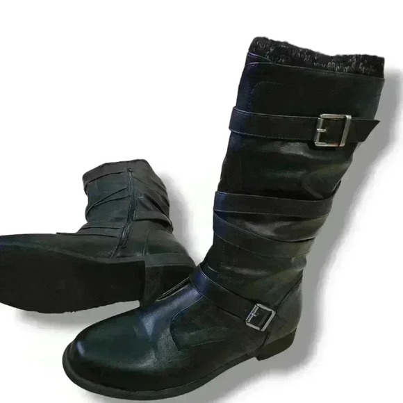 JustFab Andi Women Sweater Cuff Boots Black Size 10 #116 - Picture 4 of 8